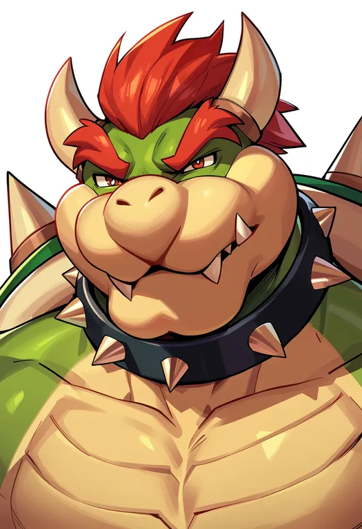 masterpiece, best quality, score_7, safe, bowser, solo, upper body, simple background — by k3scat, made with ComfyUI