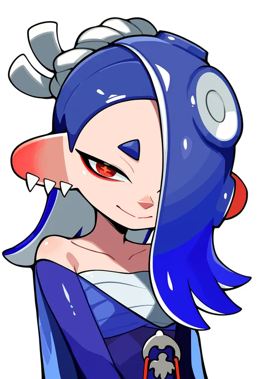 masterpiece, best quality, score_7, safe, shiver (splatoon), solo, upper body, simple background — by k3scat, made with ComfyUI