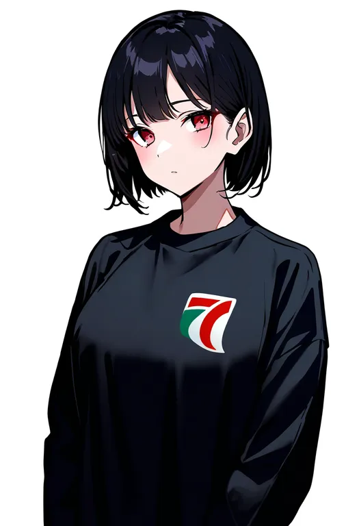 masterpiece, best quality, newest, absurdres, highres, safe, 7-eleven, solo, upper_body, simple_background — by k3scat, made with ComfyUI