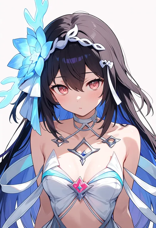 masterpiece, best quality, score_7, safe, seele vollerei (herrscher of rebirth), solo, upper body, simple background — by k3scat, made with ComfyUI