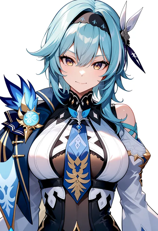 masterpiece, best quality, score_7, safe, eula (genshin impact), genshin impact, solo, upper body, simple background — by k3scat, made with ComfyUI