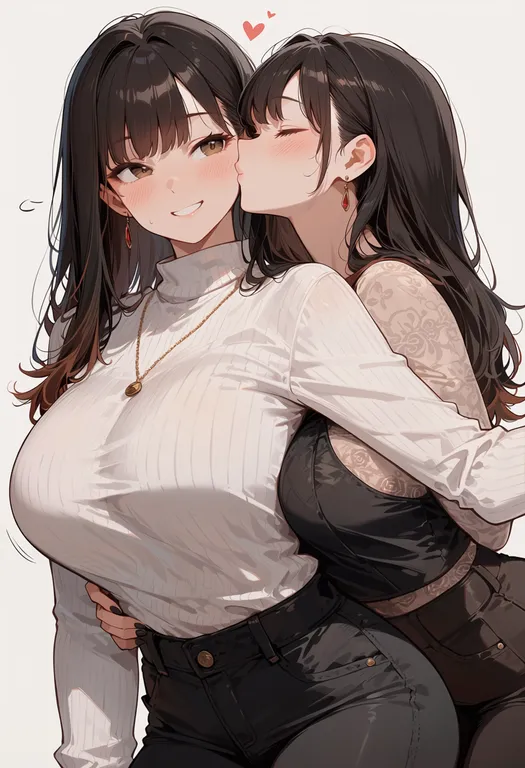 masterpiece, best quality, score_7, safe, kissing cheek, 1girl — by k3scat, made with ComfyUI