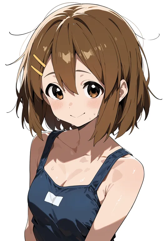 masterpiece, best quality, score_7, safe, hirasawa yui, k-on!, solo, upper body, simple background — by k3scat, made with ComfyUI
