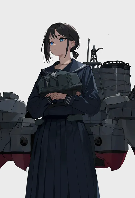 masterpiece, best quality, newest, absurdres, highres, safe, adapted_turret, 1girl, solo, simple_background — by k3scat, made with ComfyUI