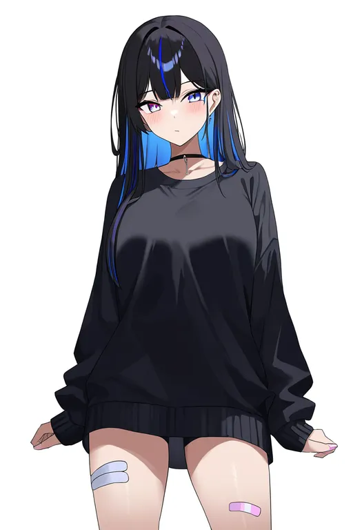 masterpiece, best quality, newest, absurdres, highres, safe, bandaid_on_leg, 1girl, solo, simple_background — by k3scat, made with ComfyUI
