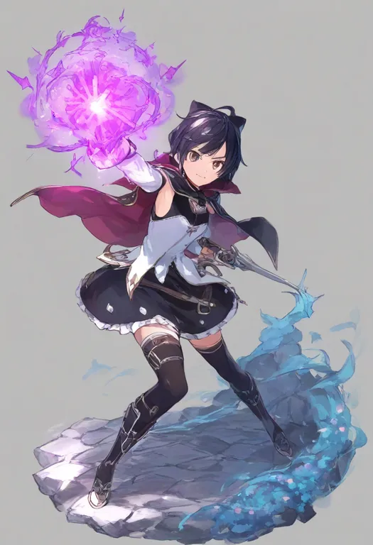 masterpiece, best quality, general, magic, 1girl, solo, simple background — by k3scat, made with ComfyUI