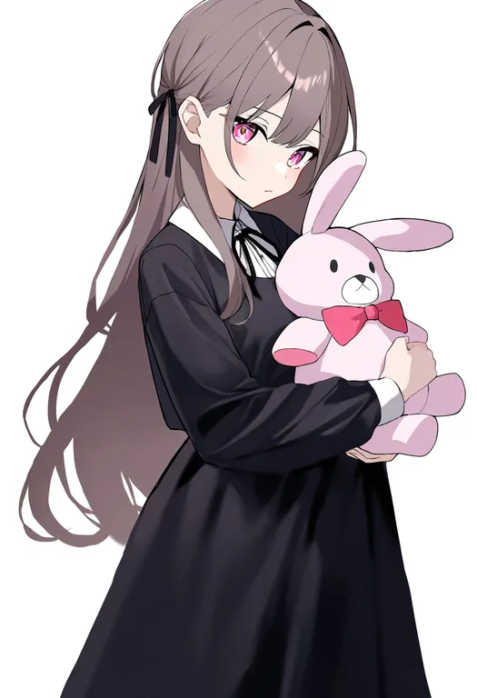 masterpiece, best quality, newest, absurdres, highres, safe, stuffed_rabbit, 1girl, solo, simple_background — by k3scat, made with ComfyUI
