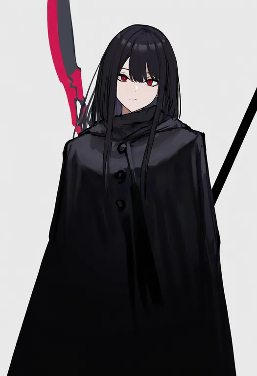 masterpiece, best quality, newest, absurdres, highres, safe, glaive_(polearm), 1girl, solo, simple_background — by k3scat, made with ComfyUI