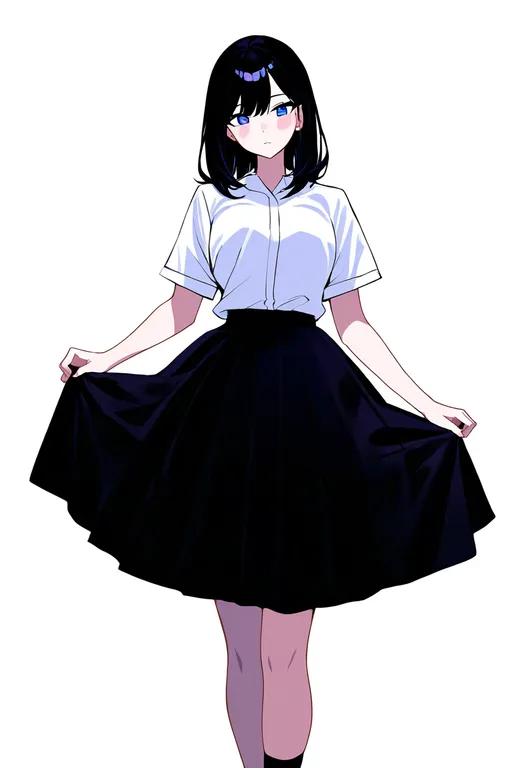 masterpiece, best quality, newest, absurdres, highres, safe, circle_skirt, 1girl, solo, simple_background — by k3scat, made with ComfyUI