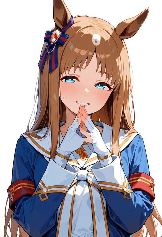 masterpiece, best quality, score_7, safe, grass wonder (umamusume), umamusume, solo, upper body, simple background — by k3scat, made with ComfyUI