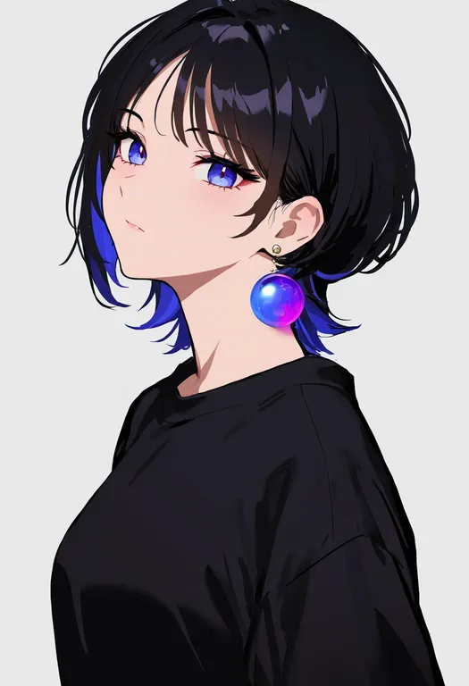 masterpiece, best quality, newest, absurdres, highres, safe, sphere_earrings, 1girl, solo, simple_background — by k3scat, made with ComfyUI
