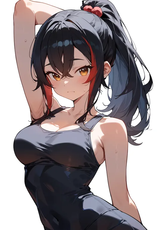 masterpiece, best quality, score_7, safe, umetarou (ookami), solo, upper body, simple background — by k3scat, made with ComfyUI