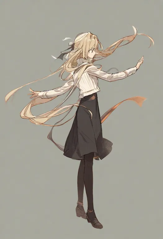 masterpiece, best quality, general, waltz (dance), 1girl, solo, full body, simple background — by k3scat, made with ComfyUI