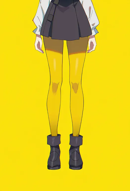 masterpiece, best quality, newest, absurdres, highres, safe, yellow_pantyhose, 1girl, solo, simple_background — by k3scat, made with ComfyUI