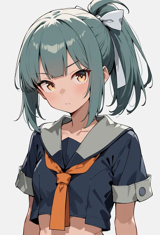 masterpiece, best quality, score_7, safe, yuubari kai ni (kancolle), solo, upper body, simple background — by k3scat, made with ComfyUI