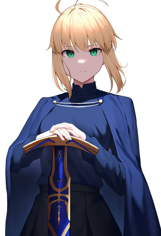 masterpiece, best quality, newest, absurdres, highres, safe, excalibur_(fate/stay_night), 1girl, solo, simple_background — by k3scat, made with ComfyUI