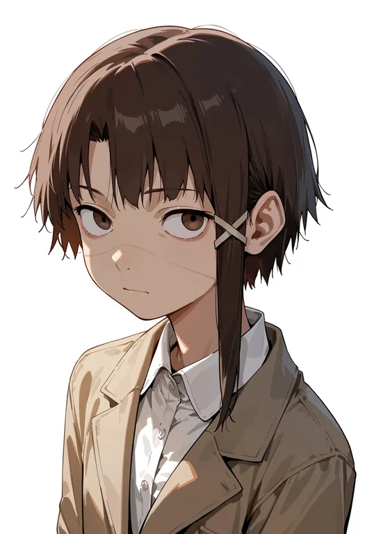 masterpiece, best quality, score_7, safe, iwakura lain, solo, upper body, simple background — by k3scat, made with ComfyUI