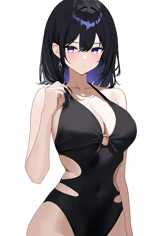 masterpiece, best quality, newest, absurdres, highres, safe, o-ring_one-piece_swimsuit, 1girl, solo, simple_background — by k3scat, made with ComfyUI