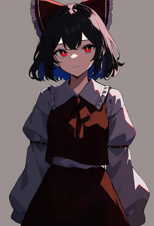masterpiece, best quality, newest, absurdres, highres, safe, team_9_(touhou), 1girl, solo, simple_background — by k3scat, made with ComfyUI