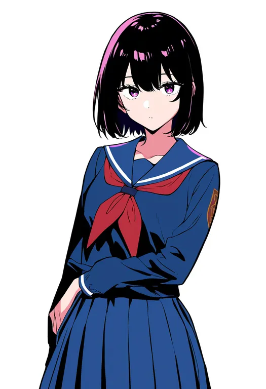masterpiece, best quality, newest, absurdres, highres, safe, kiyosumi_school_uniform, 1girl, solo, simple_background — by k3scat, made with ComfyUI
