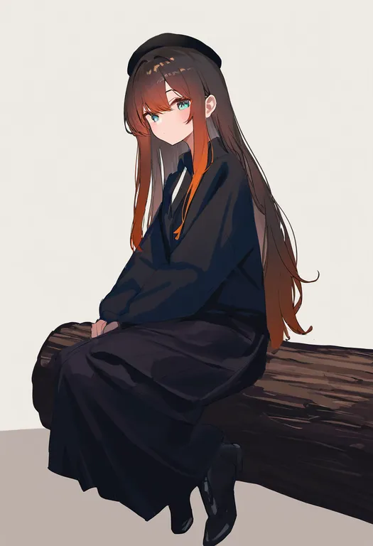masterpiece, best quality, newest, absurdres, highres, safe, log, 1girl, solo, simple_background — by k3scat, made with ComfyUI