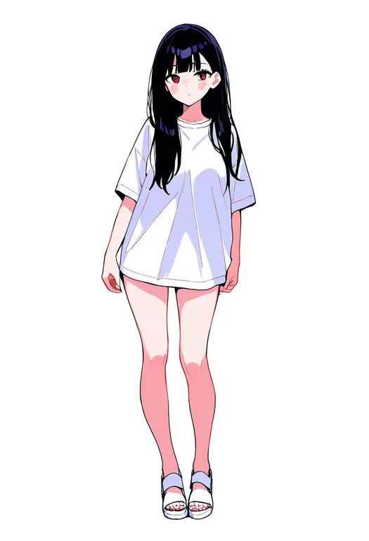 masterpiece, best quality, newest, absurdres, highres, safe, white_sandals, 1girl, solo, simple_background — by k3scat, made with ComfyUI