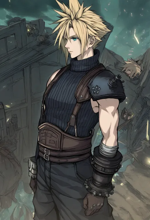 masterpiece, best quality, general, cloud strife, final fantasy vii — by k3scat, made with ComfyUI