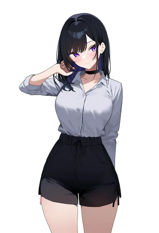 masterpiece, best quality, newest, absurdres, highres, safe, side-tie_peek, 1girl, solo, simple_background — by k3scat, made with ComfyUI
