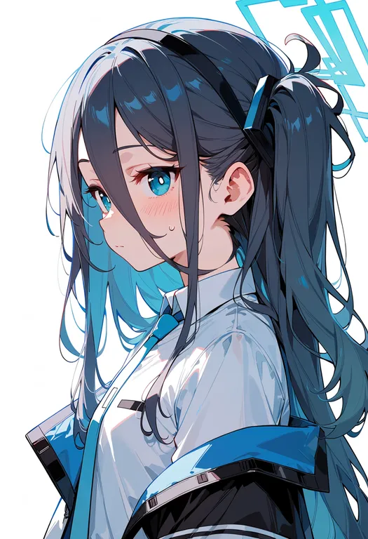 masterpiece, best quality, score_7, safe, kei (aris) (blue archive), blue archive, solo, upper body, simple background — by k3scat, made with ComfyUI