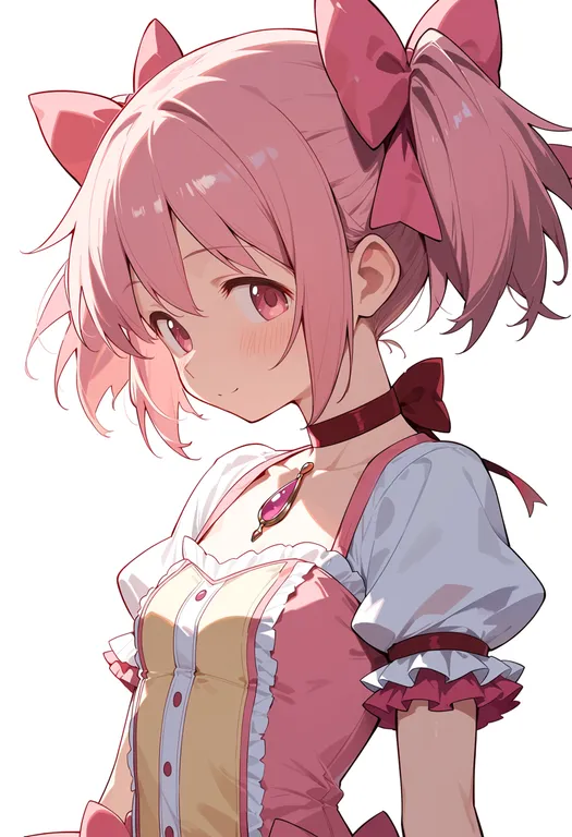 masterpiece, best quality, score_7, safe, kaname madoka, mahou shoujo madoka magica, solo, upper body, simple background — by k3scat, made with ComfyUI