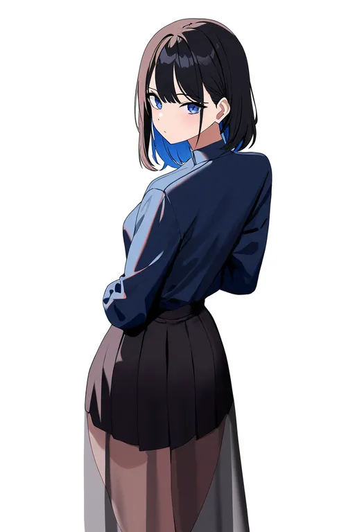 masterpiece, best quality, newest, absurdres, highres, safe, skirt_set, 1girl, solo, simple_background — by k3scat, made with ComfyUI