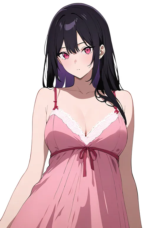 masterpiece, best quality, newest, absurdres, highres, safe, pink_babydoll, 1girl, solo, simple_background — by k3scat, made with ComfyUI