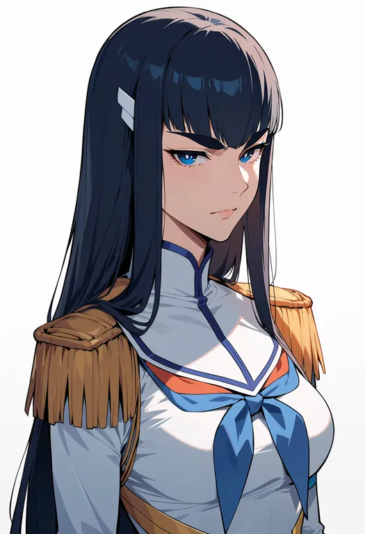 masterpiece, best quality, score_7, safe, kiryuuin satsuki, solo, upper body, simple background — by k3scat, made with ComfyUI