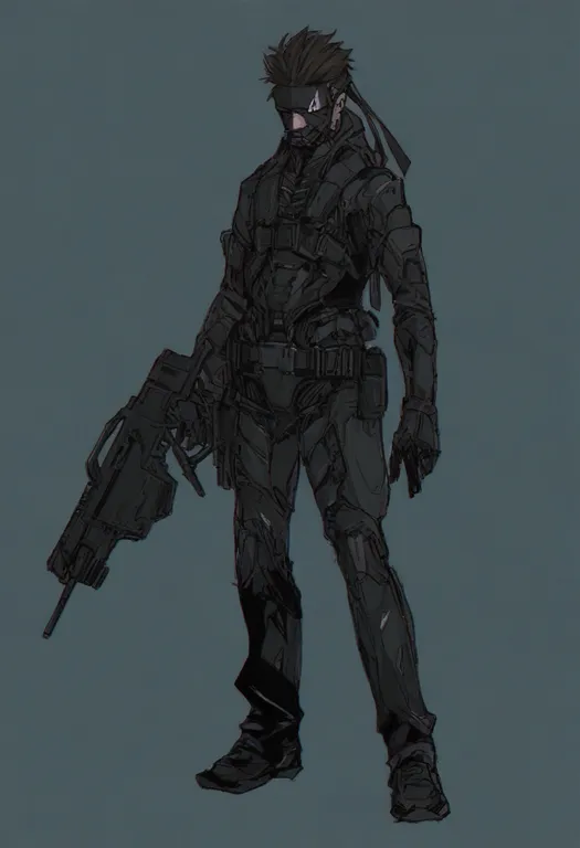 masterpiece, best quality, general, metal gear rising: revengeance, solo, simple background — by k3scat, made with ComfyUI