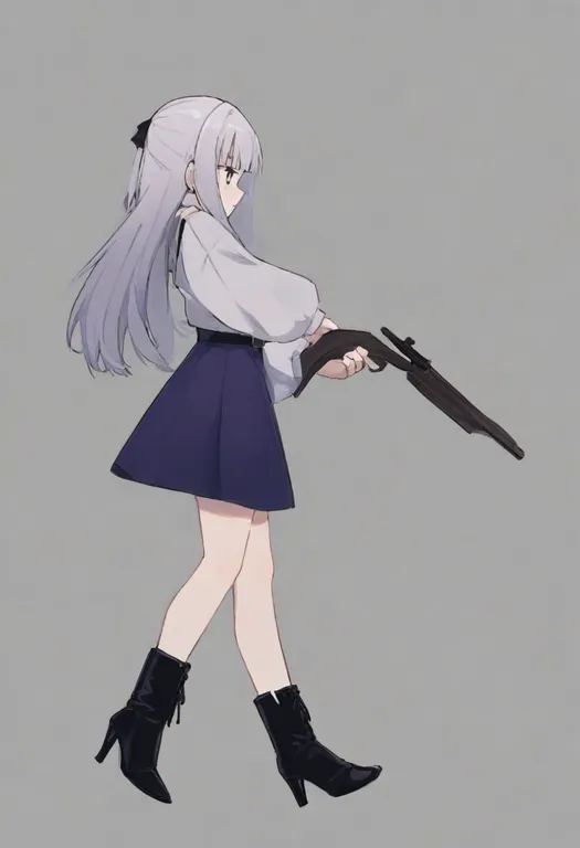 masterpiece, best quality, general, high heel boots, 1girl, solo, full body, simple background — by k3scat, made with ComfyUI