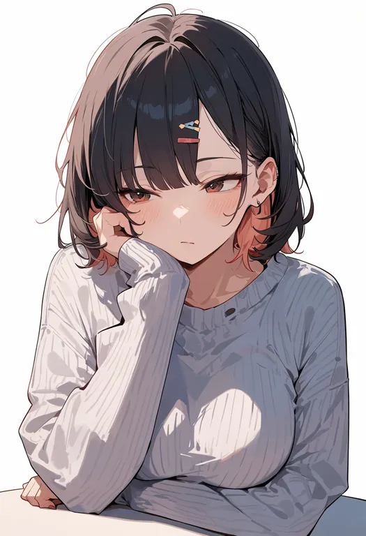 masterpiece, best quality, score_7, safe, cafe, 1girl, solo, upper body, simple background — by k3scat, made with ComfyUI