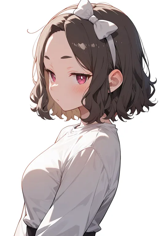masterpiece, best quality, score_7, safe, ebizuka tomo, solo, upper body, simple background — by k3scat, made with ComfyUI