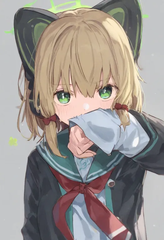 masterpiece, best quality, general, wiping face, 1girl, solo, simple background — by k3scat, made with ComfyUI