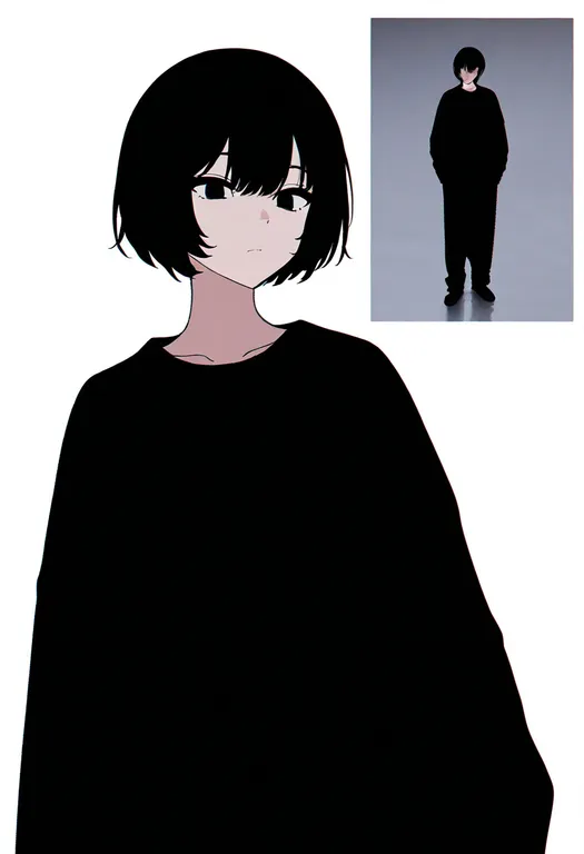 masterpiece, best quality, newest, absurdres, highres, safe, screenshot_inset, 1girl, solo, simple_background — by k3scat, made with ComfyUI