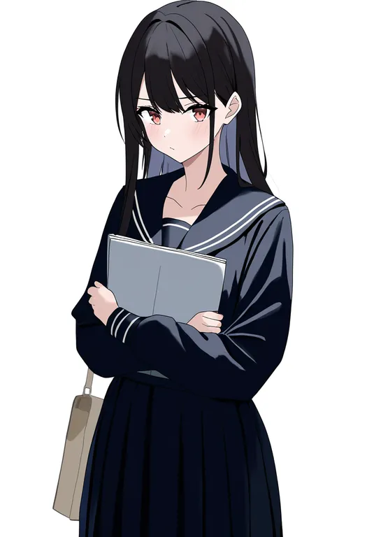 masterpiece, best quality, newest, absurdres, highres, safe, folder, 1girl, solo, simple_background — by k3scat, made with ComfyUI