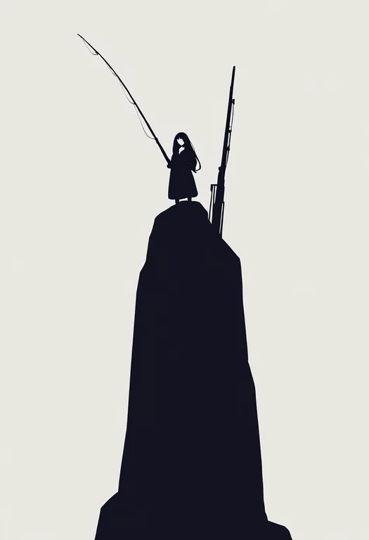 masterpiece, best quality, newest, absurdres, highres, safe, fishing_rod, 1girl, solo, simple_background — by k3scat, made with ComfyUI