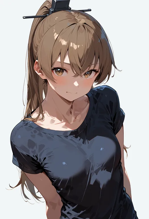 masterpiece, best quality, score_7, safe, kumano (kancolle), solo, upper body, simple background — by k3scat, made with ComfyUI