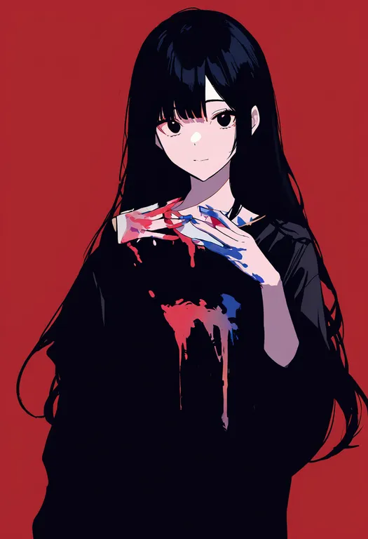 masterpiece, best quality, newest, absurdres, highres, safe, paint, 1girl, solo, simple_background — by k3scat, made with ComfyUI