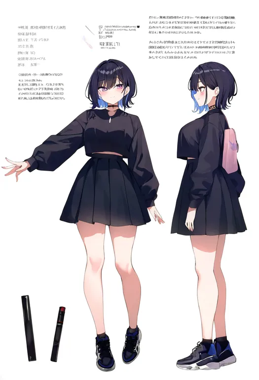 masterpiece, best quality, newest, absurdres, highres, safe, character_profile, 1girl, solo, simple_background — by k3scat, made with ComfyUI