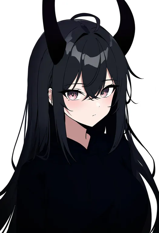 masterpiece, best quality, newest, absurdres, highres, safe, uneven_horns, 1girl, solo, simple_background — by k3scat, made with ComfyUI