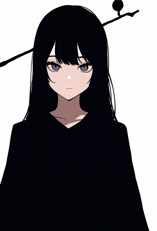masterpiece, best quality, newest, absurdres, highres, safe, hair_stick, 1girl, solo, upper_body, simple_background — by k3scat, made with ComfyUI