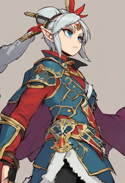 masterpiece, best quality, general, hyrule warriors, solo, simple background — by k3scat, made with ComfyUI