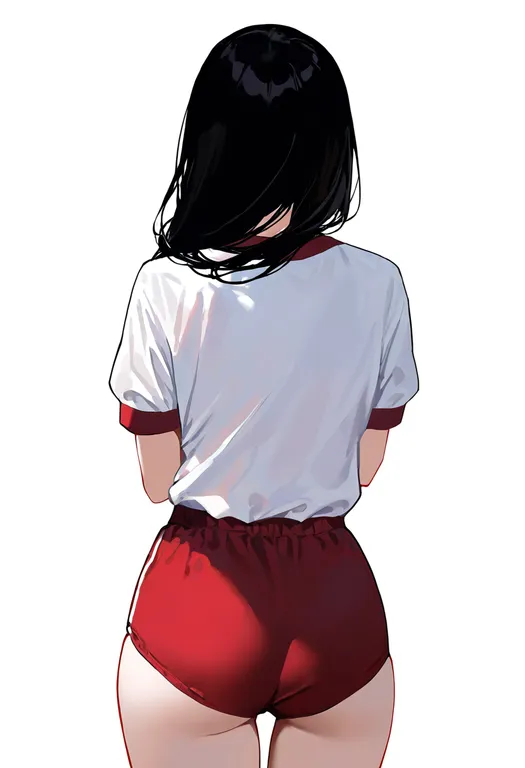 masterpiece, best quality, newest, absurdres, highres, safe, red_buruma, 1girl, solo, simple_background — by k3scat, made with ComfyUI