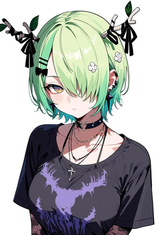 masterpiece, best quality, score_7, safe, ceres fauna (goth), solo, upper body, simple background — by k3scat, made with ComfyUI