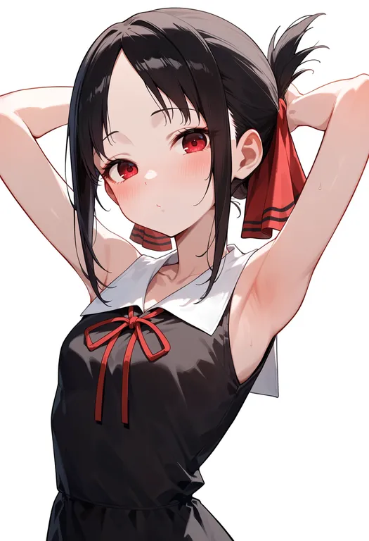 masterpiece, best quality, score_7, safe, shinomiya kaguya, solo, upper body, simple background — by k3scat, made with ComfyUI